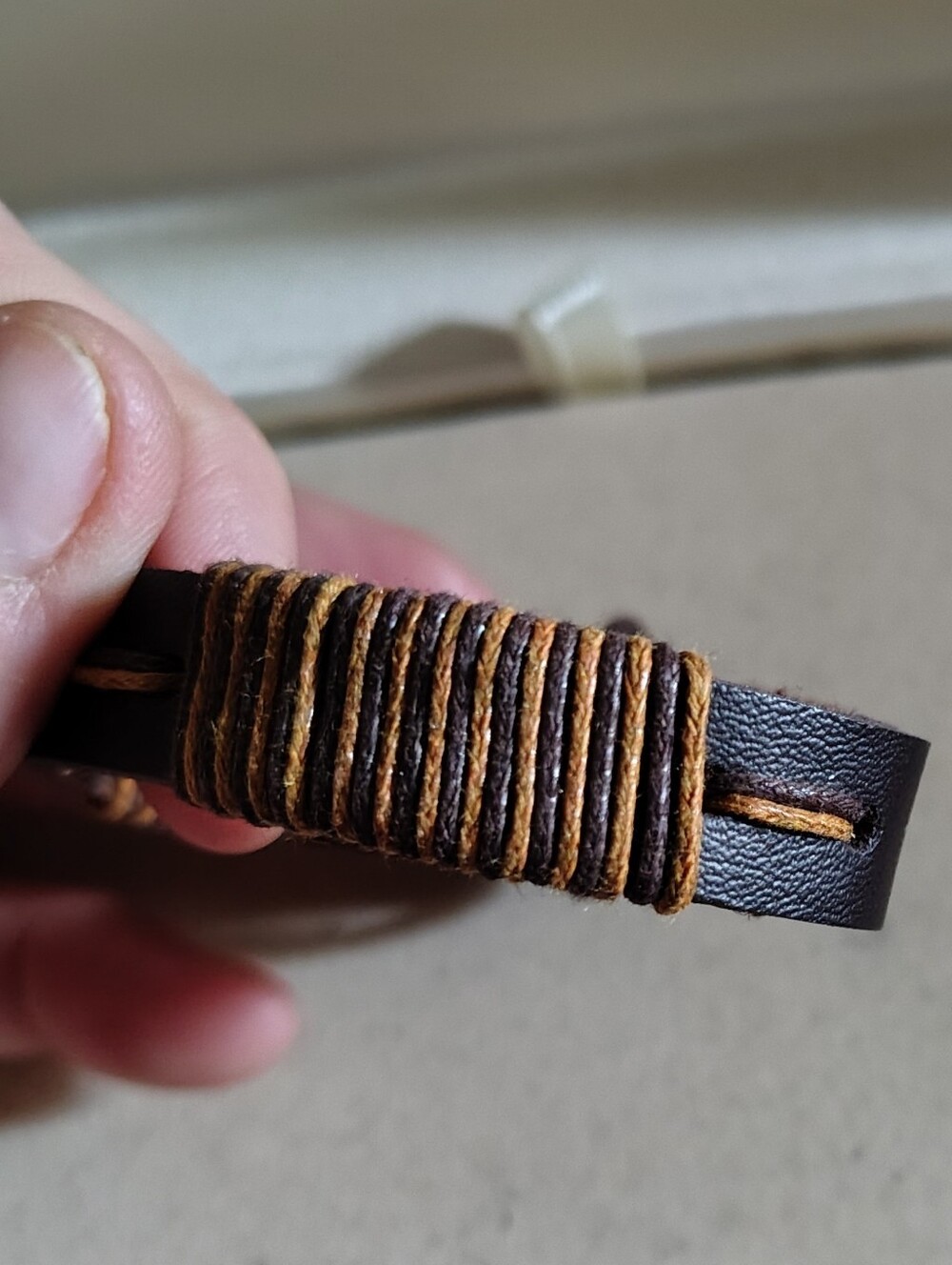🚨New Mens Rustic Genuine Brown Leather Cord Wrapped Cuff Bracelet 🚨